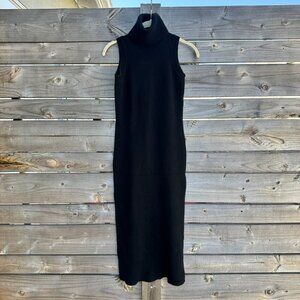 Michael Kors Wool Blend Turtleneck Sleeveless Midi Dress Black - XS